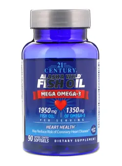 ویتامین‌های خوراکی مکمل‌های سلامت قلب Alaska Wild Fish Oil Mega Omega 3 - 90 Enteric Coated Softgels