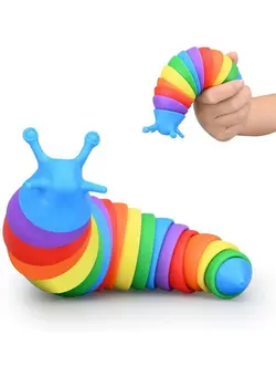 گجت، فیجت و سرگرمی اسپینر 3D Printed Fidget Slug Flexible Articulated Slug Fidget Toy Fun Crawling Slug Autism Sensory Toys Anxiety Relief For Kids Adults Birthday Gifts 
