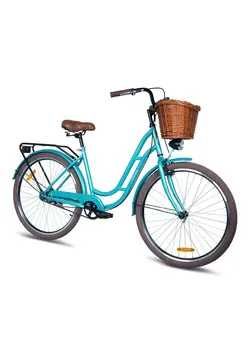 ماشین‌های سواری، سه چرخه و اسکوتر دوچرخه و سه چرخه کودک Mogoo Florida Single Speed Cruiser Bike 26 Inch - Classic City Bike - Steel Frame Fixed-Gear Road-Bike - Comfort Cycle For Women - Bicycle Adult - Wicker Basket - Rear Carrier - Dynamo-Light - Green 