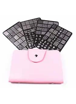 ناخن طراحی ناخن 4Pcs Xl Nail Art Stamp Plates With Stamping Image Plates Collection Manicure Tools Plate Organizers
