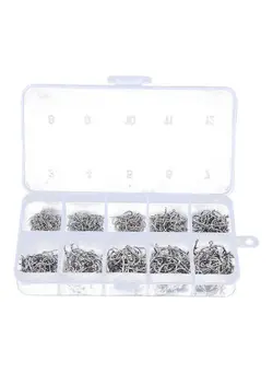 ماهیگیری تجهیزات ماهیگیری 500-Piece 10 Size Sharpened Fish Hooks 20 x 10 x 20cm 
