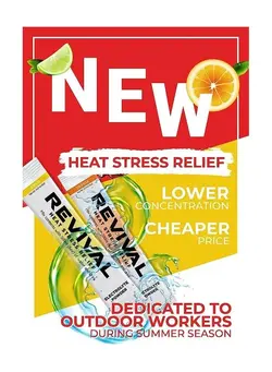 مکمل‌های تقویتی و تنظیمی نوشیدنی‌های مغذی Revival Heat Stress Relief Hydration Drink Shots, pack of 50 Orange and Lemon