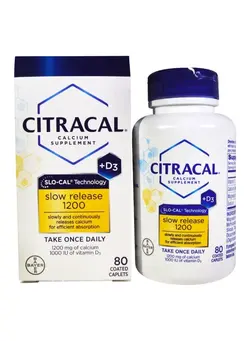 ویتامین و ساپلیمنت مکمل‌های گوارشی Calcium Supplement Slow Release 1200mg Plus 1000IU Vitamin D3 - 80 Coated Tablets