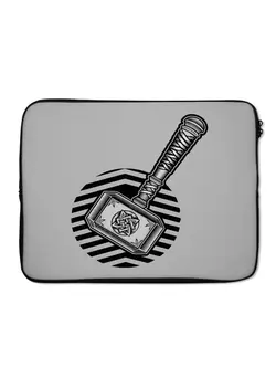 کیف، کوله‌پشتی و چتر کیف و کوله لپ تاپ Thor Hammer Printed Sleeve For 12-Inch Laptop Grey/Black 