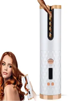 اتو مو فر کننده Wireless Automatic Hair Curler Auto Curling Wand with USB Charging and LCD Display Adjustable Temperature Rechargeable | Hair Care | Hair Stylish Portable Auto Curler 