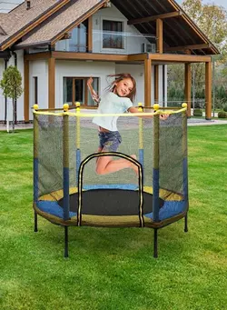 بازی‌های فضای باز و تجهیزات پارک ترامپولین Outdoor Mini Gymnastics Trampoline With Safety Enclosure 