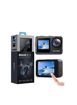 لوازم جانبی فیلم‌برداری و عکاسی اکسسوری حرفه‌ای AKASO Brave 7 LE 4K30FPS 20MP WiFi Action Camera with Touch Screen Vlog Camera EIS 2.0 Remote Control 131 Feet Underwater Camera with 2X 1350mAh Batteries Support External Microphone 