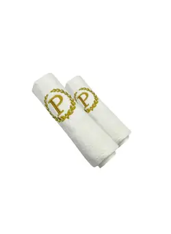 حوله ست حوله BYFT Embroidered for you Golden Monogrammed Letter P Bath Towel 70x140 CM and Hand Towel 50x80 CM Cotton Collection 