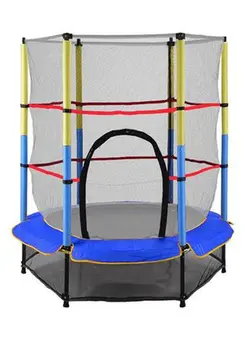 بازی‌های فضای باز و تجهیزات پارک ترامپولین 5.5 Feet Durable Round Jumping Trampoline With Enclose 140x140x160cm 