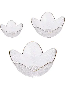 ظروف و لوازم سرو غذا بشقاب غذا 3-Piece Gold Drawing Glass Plate For Unicorn Lotus Clear 16.5x7.5x9cm 