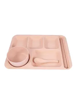 ظروف و لوازم سرو غذا ست ظروف غذاخوری 5-Sections Wheat Straw Divided Dinnerware Set Brown 510.00g 