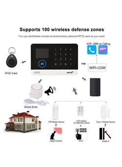 دوربین مدار بسته سایر 433MHz Wireless WIFI + GSM Auto-dial Alarm Security System LCD Display Door Sensor PIR Motion Sensor Phone APP Remote Control 