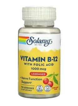 ویتامین و ساپلیمنت مکمل‌های گوارشی Vitamin B12 with Folic Acid Natural Cherry  1000 mcg 90 Lozenges