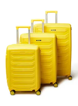 چمدان و ساک مسافرتی ست چمدان 3 Piece Hardside Luggage Trolley Set Yellow 