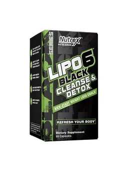 مکمل‌های ورزشی ارموژنیک Nutrex Lipo6 Black Cleanse & Detox 60 Capsules caffeine free