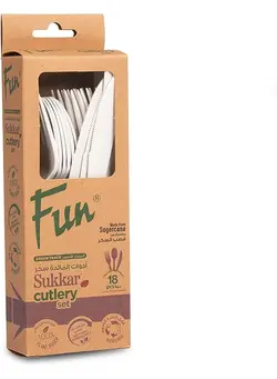 قاشق و چنگال ست قاشق و چنگال Sukkar disposable Cutlery Set (Spoon, Fork, Knife) - Ideal for Eating Salad, Dessert, Appetizer, Fruit Salad, Chinese Food & more| Handwash-Safe |Dinner Spoon,fork and knife (Pack of 18) 