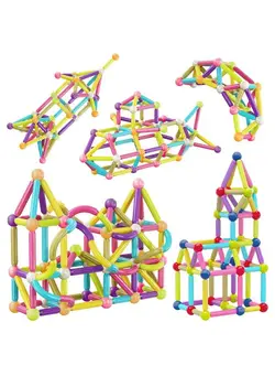 اسباب‌بازی‌های کودک و نوپا سایر Magnetic Stick Building Block Stacking Construction Set Picasso Toys 100 Piece Magnet Blocks Bar Balls & Rods W/Storage Bin Stem Education Learning Kit 3D Puzzle Toy Kid Boy Girl Toddler 