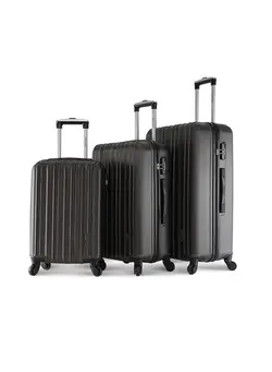 چمدان و ساک مسافرتی ست چمدان 3 Piece ABS Hardside Spinner Luggage Trolley Set 20/24/28 Inch Dark Grey 