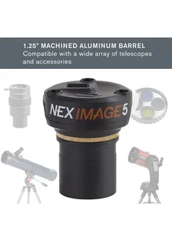 دوربین فیلم‌برداری و عکاسی تلسکوپ و میکروسکوپ – NexImage Burst Color Solar System Imager – Astronomy Camera for Moon and Planets – 5 MP Camera for Astroimaging – High Resolution – Ultra–Sensitive ON Semiconductor MT9P031 CMOS Sensor 