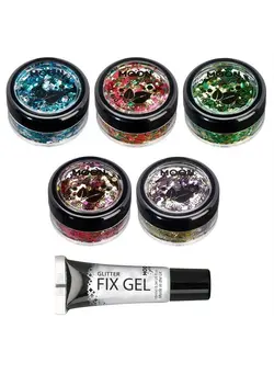 آرایشی صورت سایر Mystic Bio Biodegradable Eco Chunky Glitter by Moon Glitter - 100% Cosmetic Bio Glitter for Face, Body, Nails, Hair and Lips - 0.10oz - Set of 5 