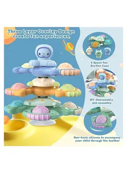 گجت، فیجت و سرگرمی اسپینر Suction Cup Spinner Toys, 3Pcs Silicone Bath Toys for Kids, Bathroom Table Airplane Travel Window Fidget Sensory Toddlers 1-3 Year Old Girl Boy 