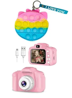 گجت، فیجت و سرگرمی پاپ ایت Set of Kids Toy Digital Camera Gifts for Child Girls Boys Mini Rechargeable Children Shockproof Digital Camcorders for Kid Toys and Pop It Wallet Cute Fidget Toy Gift Bag For Kids 