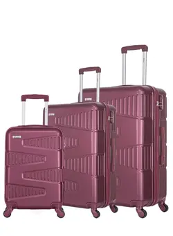 Hard Case Suitcases Trolley Luggage Set For Unisex ABS Lightweight Travel Bags with 4 Spinner Wheels KH1075 Maroon 