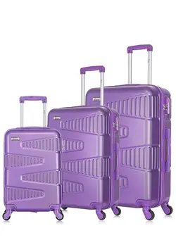 Hard Case Suitcases Trolley Luggage Set For Unisex ABS Lightweight Travel Bags with 4 Spinner Wheels KH1075 Highlight Purple 