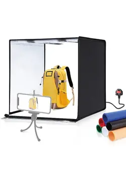 دوربین فیلم‌برداری و عکاسی سایر PULUZ PU5060 60*60*60cm Folding LED Light Tent Desktop Photo Studio Light Box 60W Softbox 120pcs LED Beads 5500K Dimmable with 6pcs Color Backdrops for Small Product Photography 