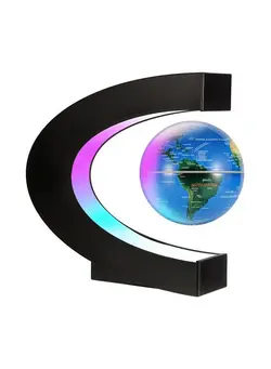 یادگیری و آموزشی سایر Magnetic Levitation Floating World Map Globe With C Shape Base Floating Globe With Led Lights Great Fathers Students Teacher Business Boyfriend Birthday Gift For Office Desk Decoration (Blue) 