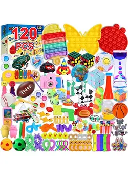 گجت، فیجت و سرگرمی اسپینر 120Pcs Fidget Toy Pack, Stress&Anxiety Relief Tools Bundle Fidget Toys Set For Kids Adults, Sensory Fidget Pack, Autistic Adhd Toys, Fidget Box With Push Bubbles 