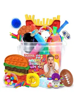 گجت، فیجت و سرگرمی اسپینر Fidget Toy Pack 40 Pcs Sensory Set For Autistic Kids Adults Hamburger French Fries Stress Relief Bundles 