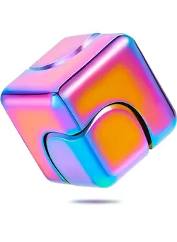 گجت، فیجت و سرگرمی اسپینر Fidget Cube Spinner Antianxiety Focusing Fidget Toys 4In1 Toy Metallic Focus Toy Cube Finger Top Desktop Stress Relieve Toys For Kids And Adults (Neon Rainbow) 