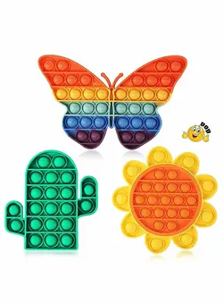 گجت، فیجت و سرگرمی پاپ ایت Pop Up Its Rainbow Bubble Fidget Sensory Toy, Push Bubbles Popping Toy Cheap Popper Pack Stress Relief Tool Office School Game for Kids Teens Adults 