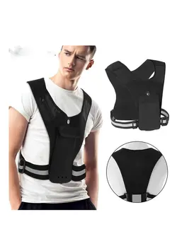تجهیزات دوچرخه‌سواری جلیقه Running Vest Phone Holder, Adjustable Waistband Reflective Training Workout Gear with Pocket, Hands Free Breathable Sports Vest for Phone Holder for Cycling Walking 