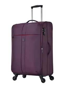 چمدان و ساک مسافرتی چمدان تک Soft Case Travel Bag Luggage Trolley for Unisex Polyester Lightweight Expandable Wheeled Suitcase with TSA lock V6101 Purple 
