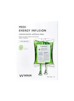 ترمیمی و سرم ماسک WONJIN EFFECT Medi Energy Infusion Mask (10sheets x 1.05 oz) with 36 Revitalizing Ingredients Antiageing: Skin Cell Growth Activation, Elasticity, Skin Balance, Moisture Korean Sheet Mask Skincare 