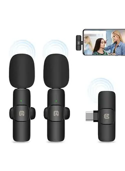 میکروفون سایر PULUZ PU3151B One-Trigger-Two Mini 2.4G Wireless Microphone System Clip-on Mic 20M Transmission Range Built-in Battery Plug-and-Play Replacement 