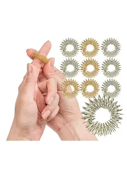 گجت، فیجت و سرگرمی اسپینر 10 Pack Spiky Sensory Finger Rings Acupressure Fidget Toys For Kids And Adults With Attention Disorders Ocd And Anxiety 2 Colors (Silver And Gold) 
