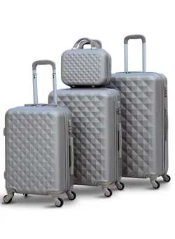 چمدان و ساک مسافرتی ست چمدان 4 Piece Trolley Travel Luggage Bag Set With TSA Lock 12/20/24/28 Inch silver Colour 
