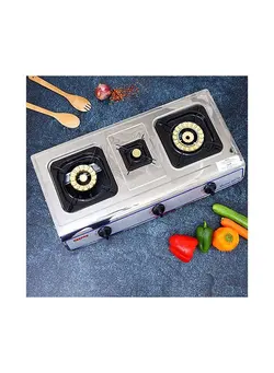 تجهیزات پخت و پز اجاق گاز و صفحه برقی  رومیزی 3 - Burner Gas Stove GK74 Silver/Black 