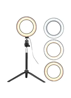 نورپردازی و استودیو سایر Mini LED Ring Light Photography Dimmable 3 Lighting Modes Lamp Black 