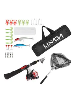 ماهیگیری چوب ماهیگیری Kids Fishing Rod and Reel Combo Full Kit 1.6m Telescopic Fishing Rod Reel Set  Straight handle 50*8*25cm 