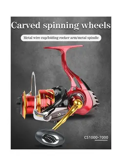 ماهیگیری چرخ و قرقره Carved Spool Wheel Fishing Reel 12.7 x 12.7cm 
