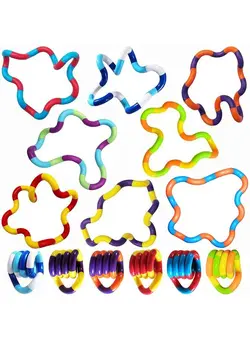 گجت، فیجت و سرگرمی اسپینر 10Pcs Tangles Fidget Toys Sensory Items Quiet Fidget Toys For Adults Boys Girls Anxiety Stress Relief Toys Pack Squeeze Twist Chain Spinner Alternative Gift 