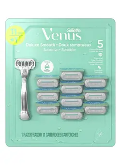 زنانه تیغ و ماشین اصلاح Venus Deluxe Smooth Razor with 11 Refill Cartridges 
