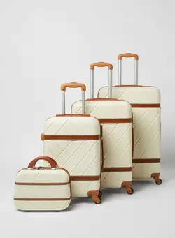 چمدان و ساک مسافرتی ست چمدان 4-Piece Ultra Light Luggage Set Off White/Brown 