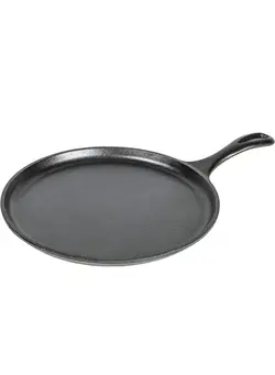 ظروف و لوازم پخت غذا ماهی‌تابه گریل Lodge L6OG3 8.38 in Cast Iron Round Griddle, Black 