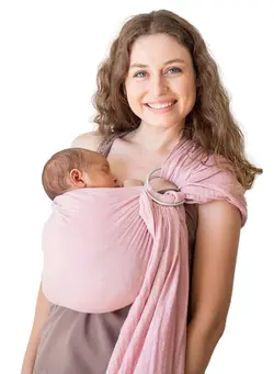 لوازم حمل آغوش Baby Carrier Wrap, Baby Sling and Ring Sling Cotton Muslin Infant Carrier, Ring Sling Baby Carrier Front and Chest Newborn Carrier Baby Carrier Wrap, Toddler Carrier (Rose) 