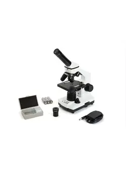 دوربین فیلم‌برداری و عکاسی تلسکوپ و میکروسکوپ – Celestron Labs – Monocular Head Compound Microscope – 40-800x Magnification – Adjustable Mechanical Stage – Includes 2 Eyepieces and 10 Prepared Slides 